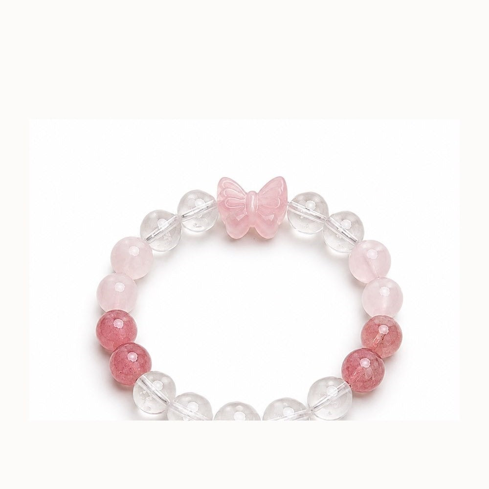 Butterfly rose and clear quartz bracelet
