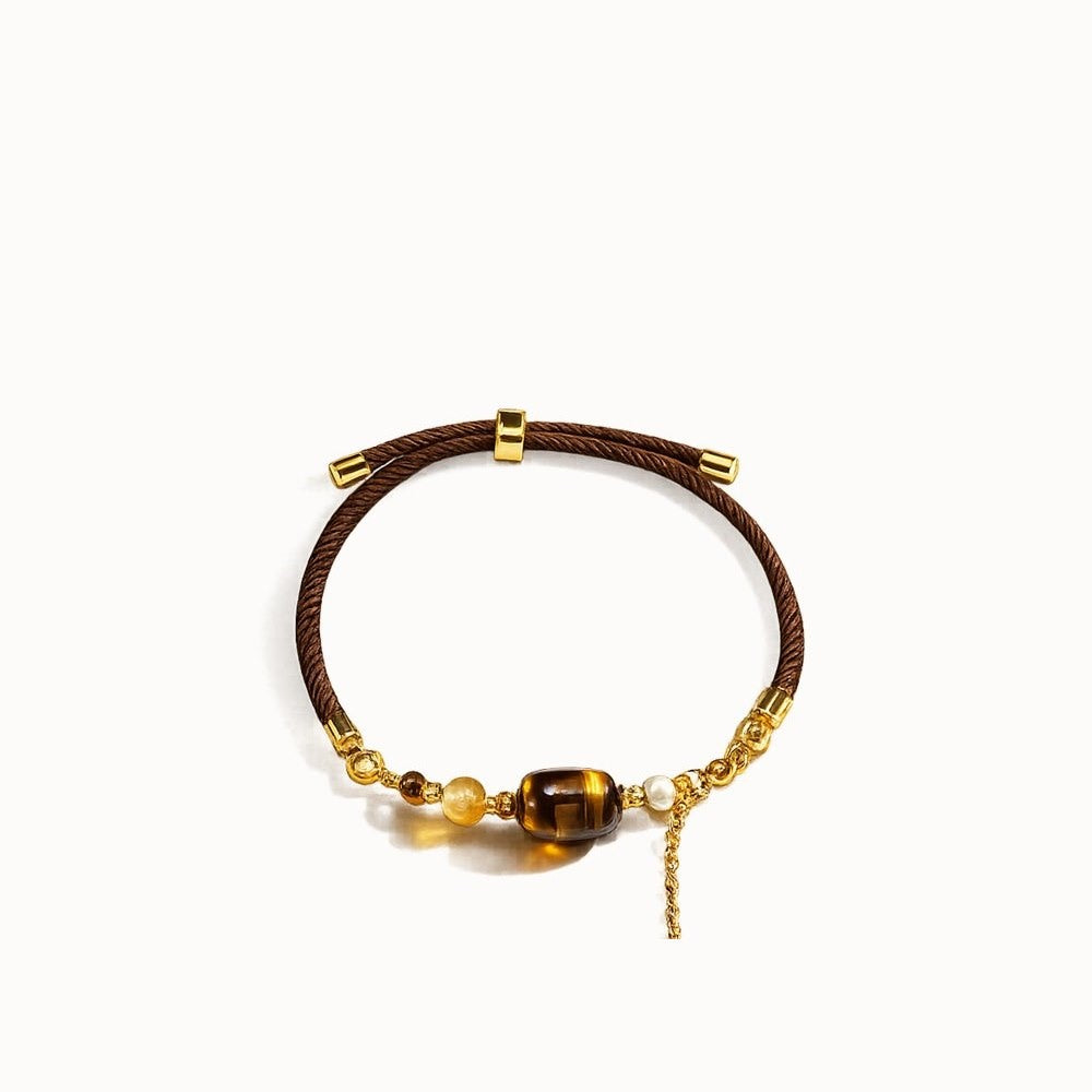 A grade oval tiger eye pendant DIY cord bracelet