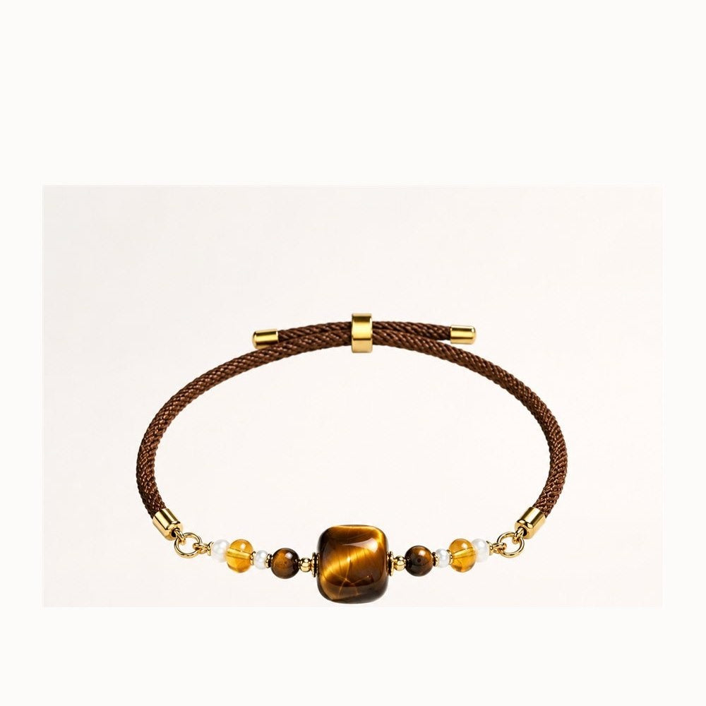 A grade square tiger eye pendant DIY cord bracelet
