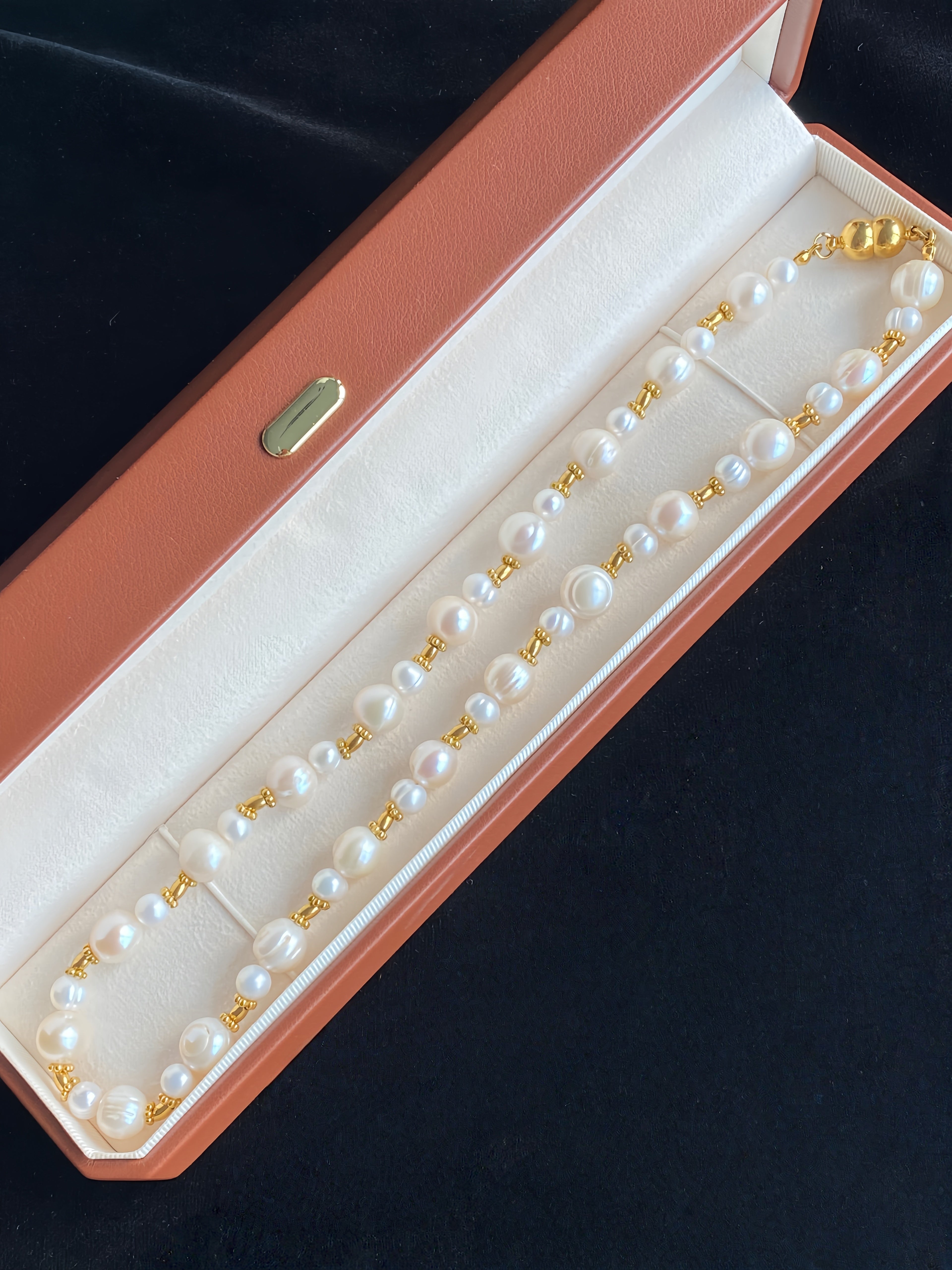 Vintage Pearl Necklace with Magnetic Clasp, Handcrafted Jewelry, Made to Order