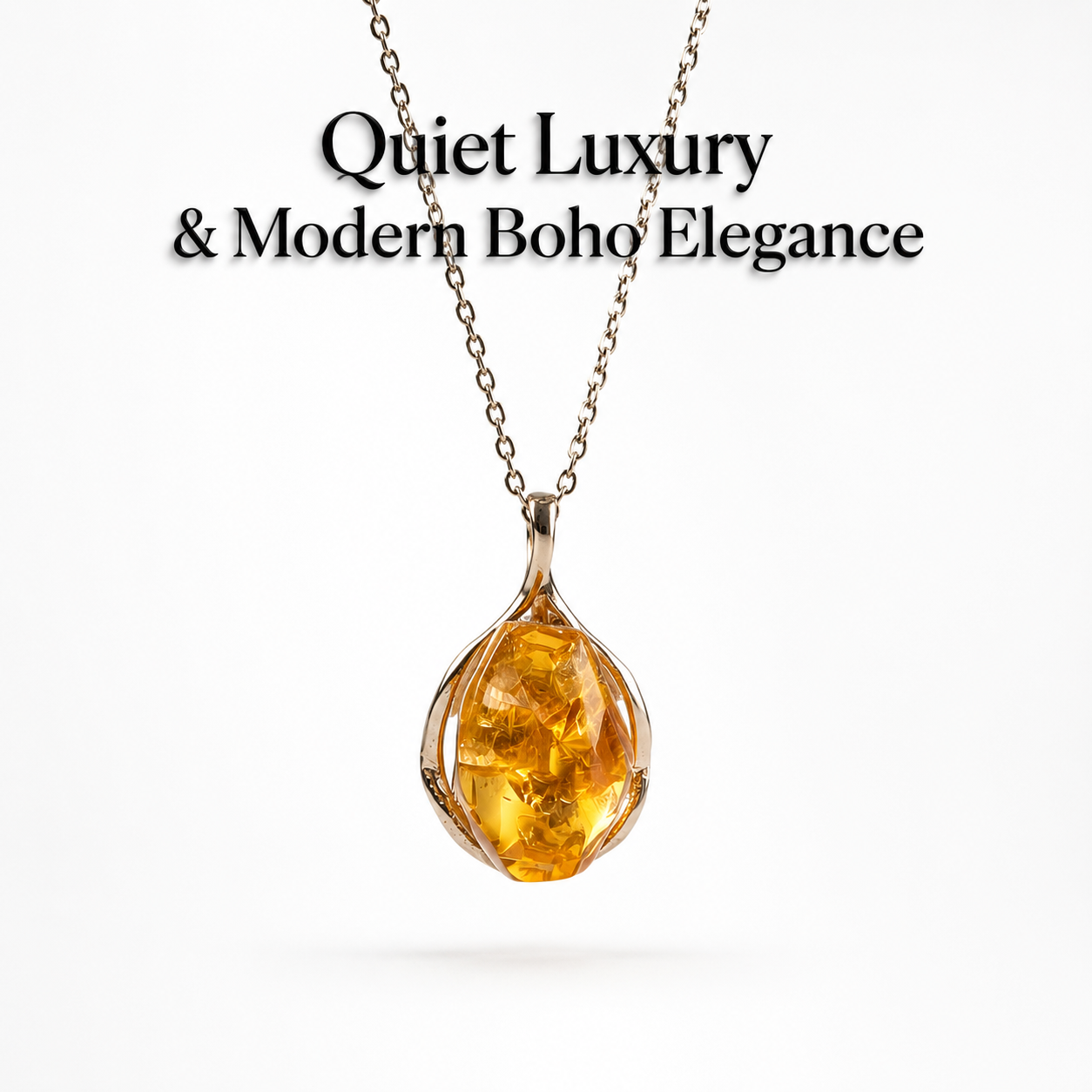 Natural Citrine Pendant Necklace