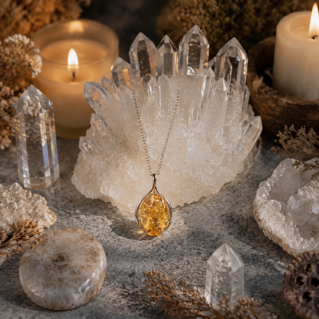 Natural Citrine Pendant Necklace