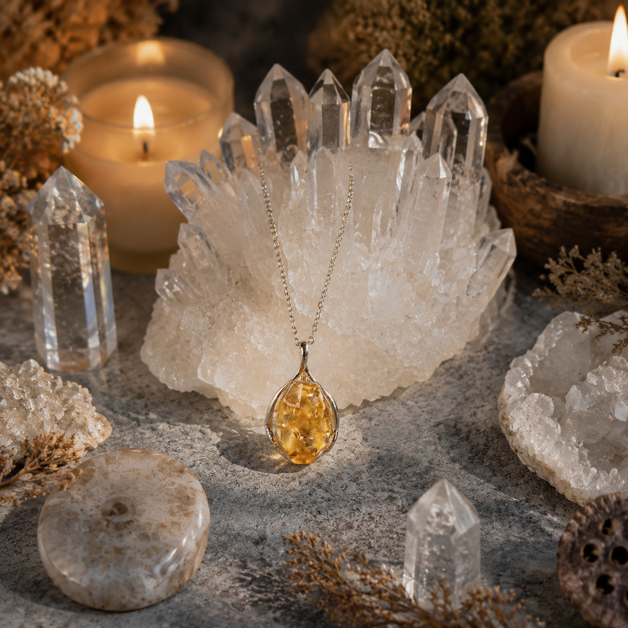 Natural Citrine Pendant Necklace