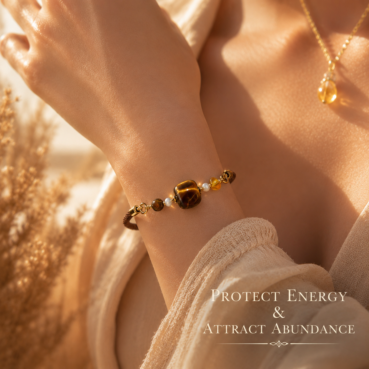 DIY Square Tiger Eye Bracelet