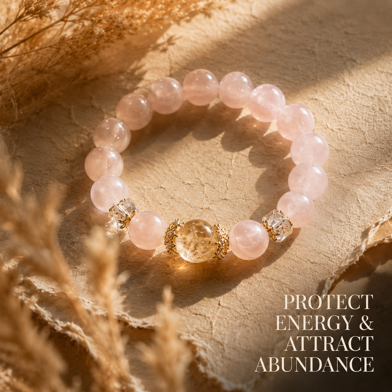 Peach Pink Crystal Bracelet