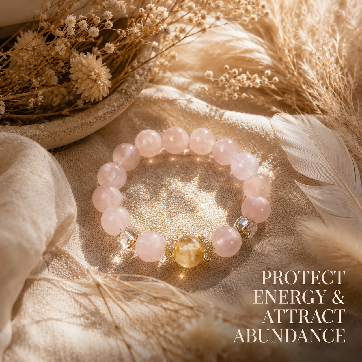 Peach Pink Crystal Bracelet