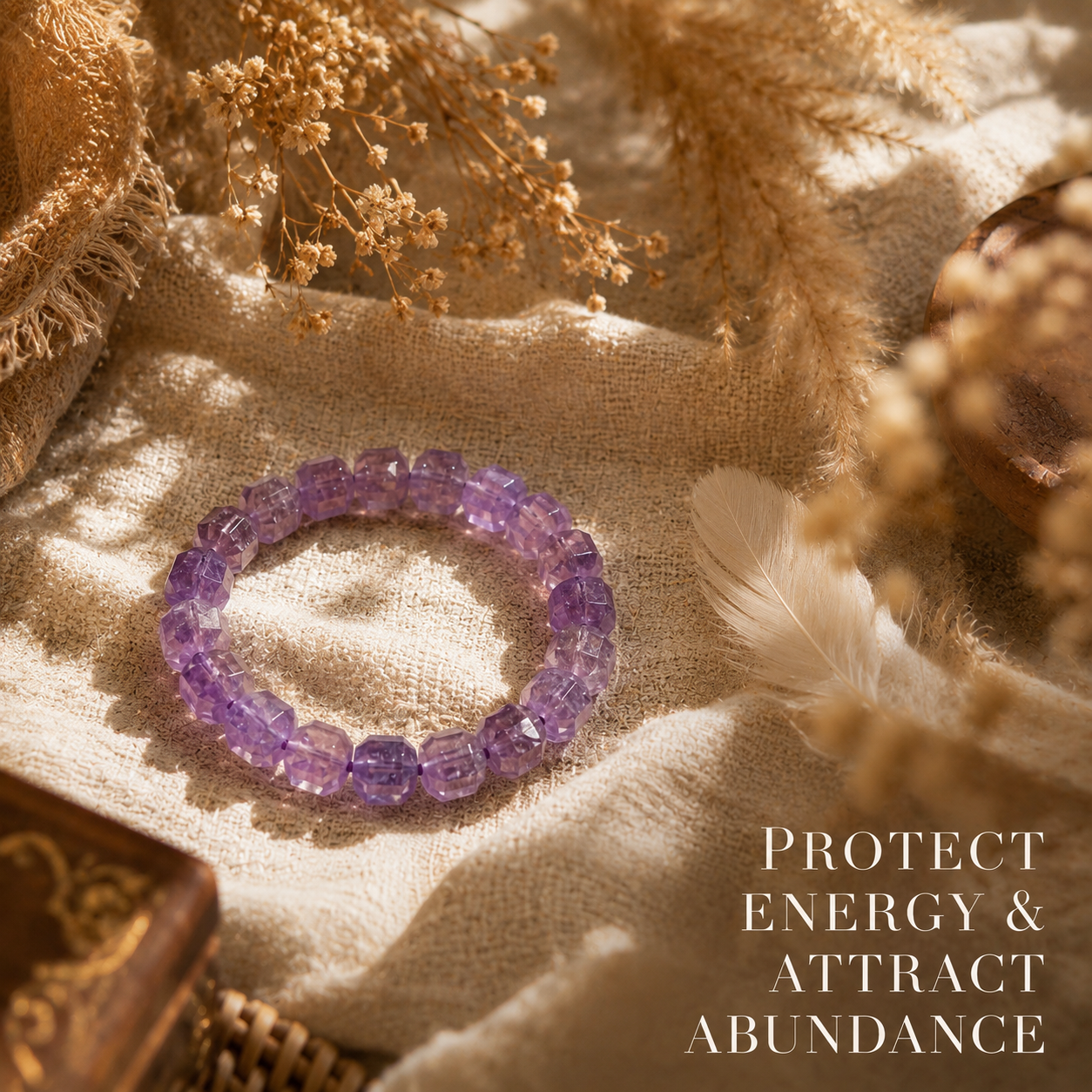 Natural Amethyst Square Bracelet