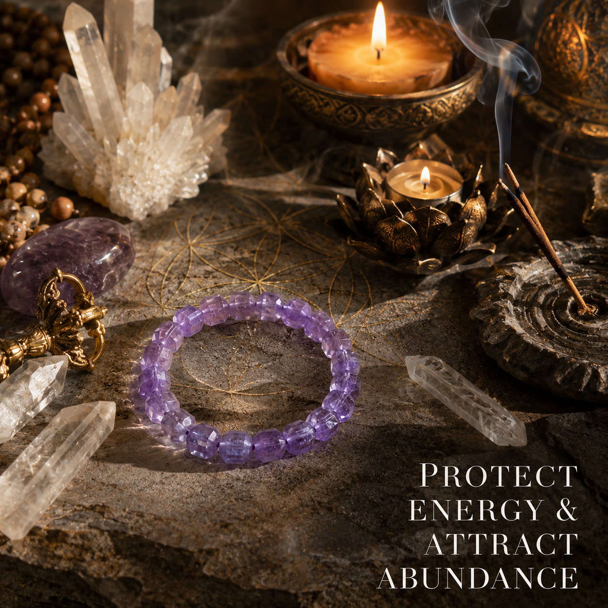Natural Amethyst Square Bracelet