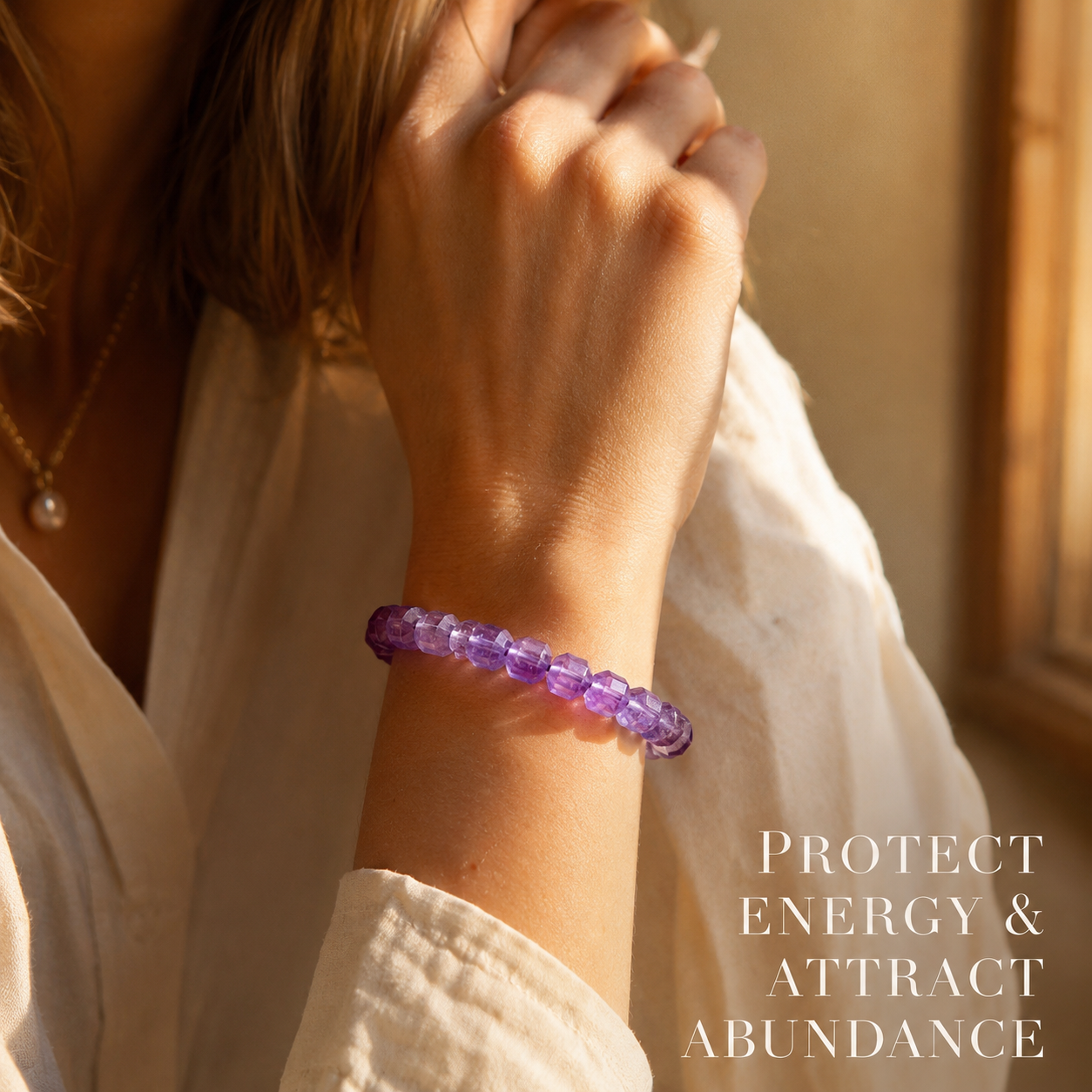 Natural Amethyst Square Bracelet