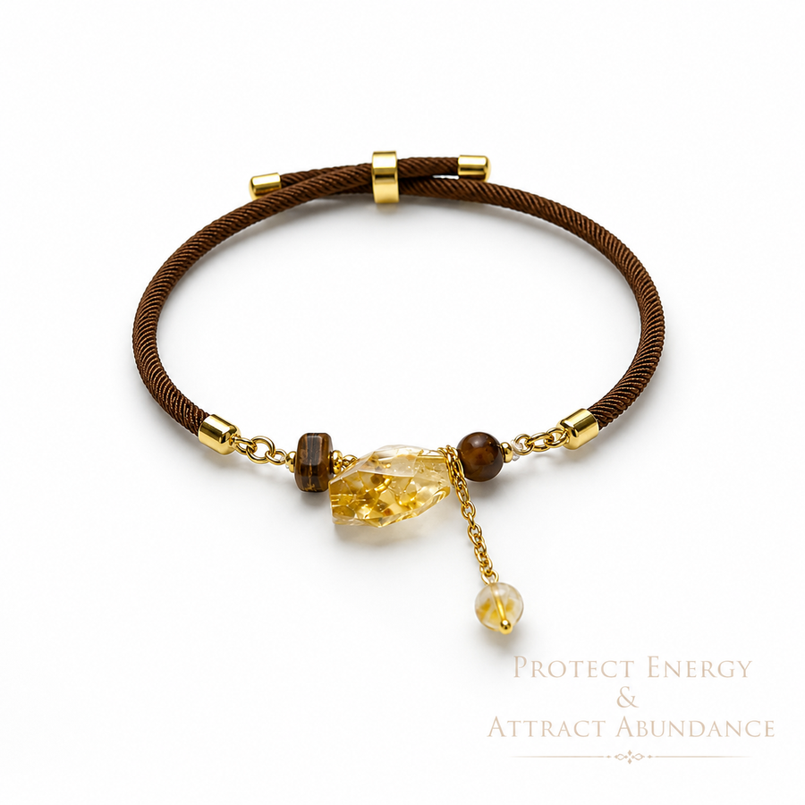 Raw Citrine Charm Cord Bracelet | Made to Order