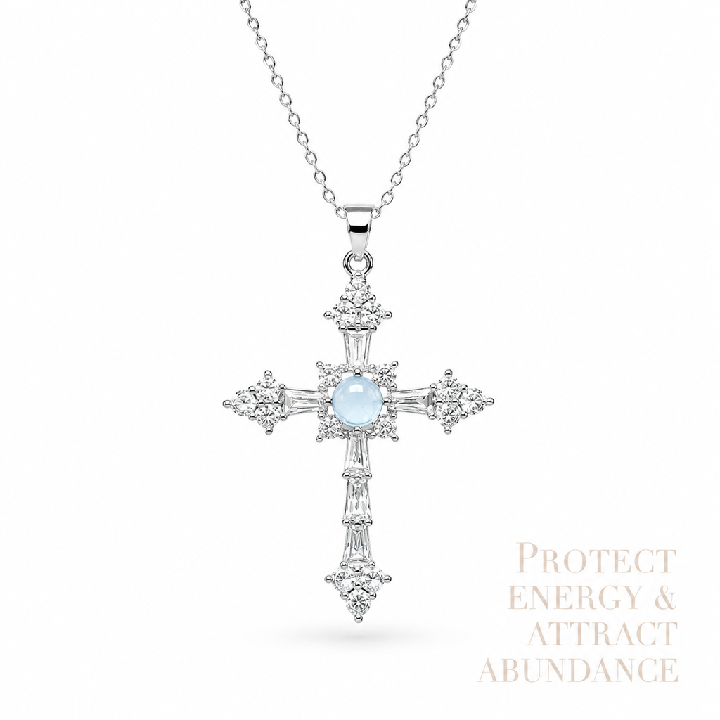 Natural Aquamarine Cross Necklace