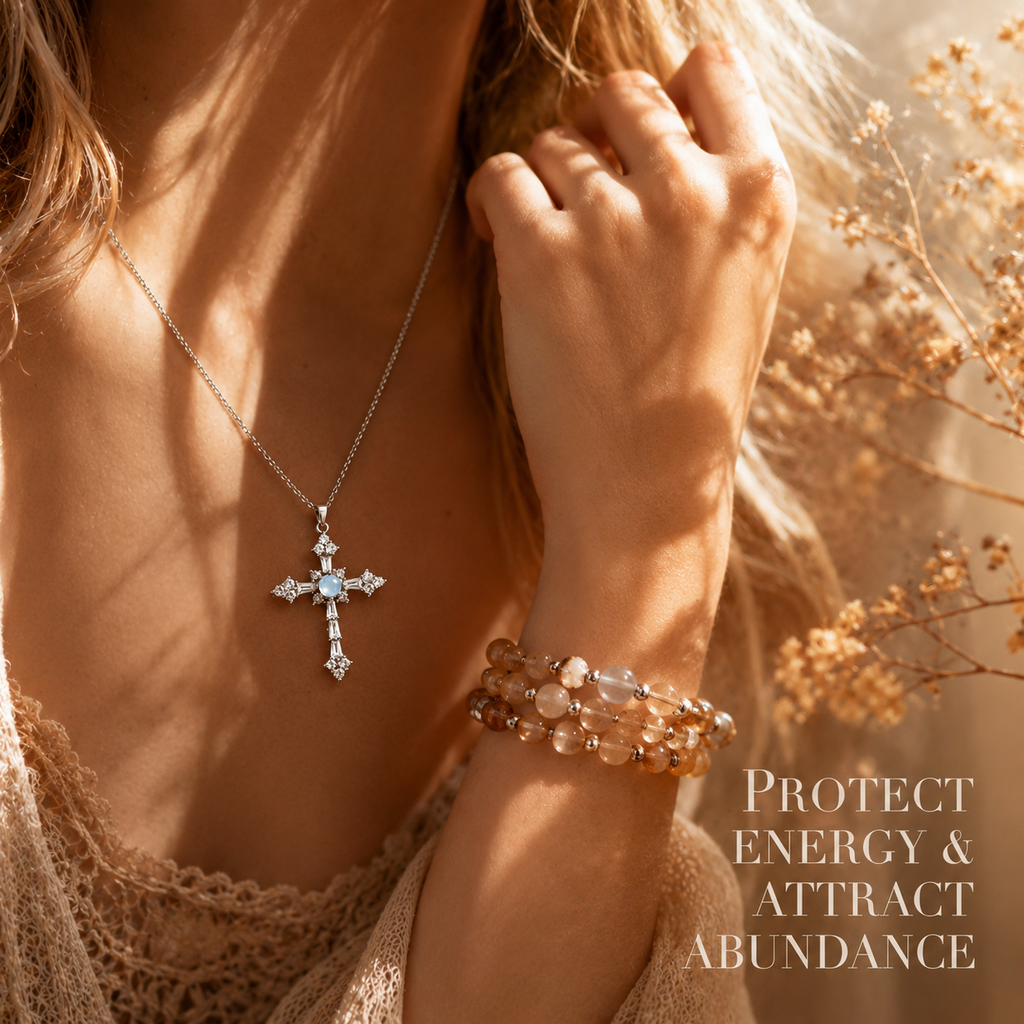 Natural Aquamarine Cross Necklace