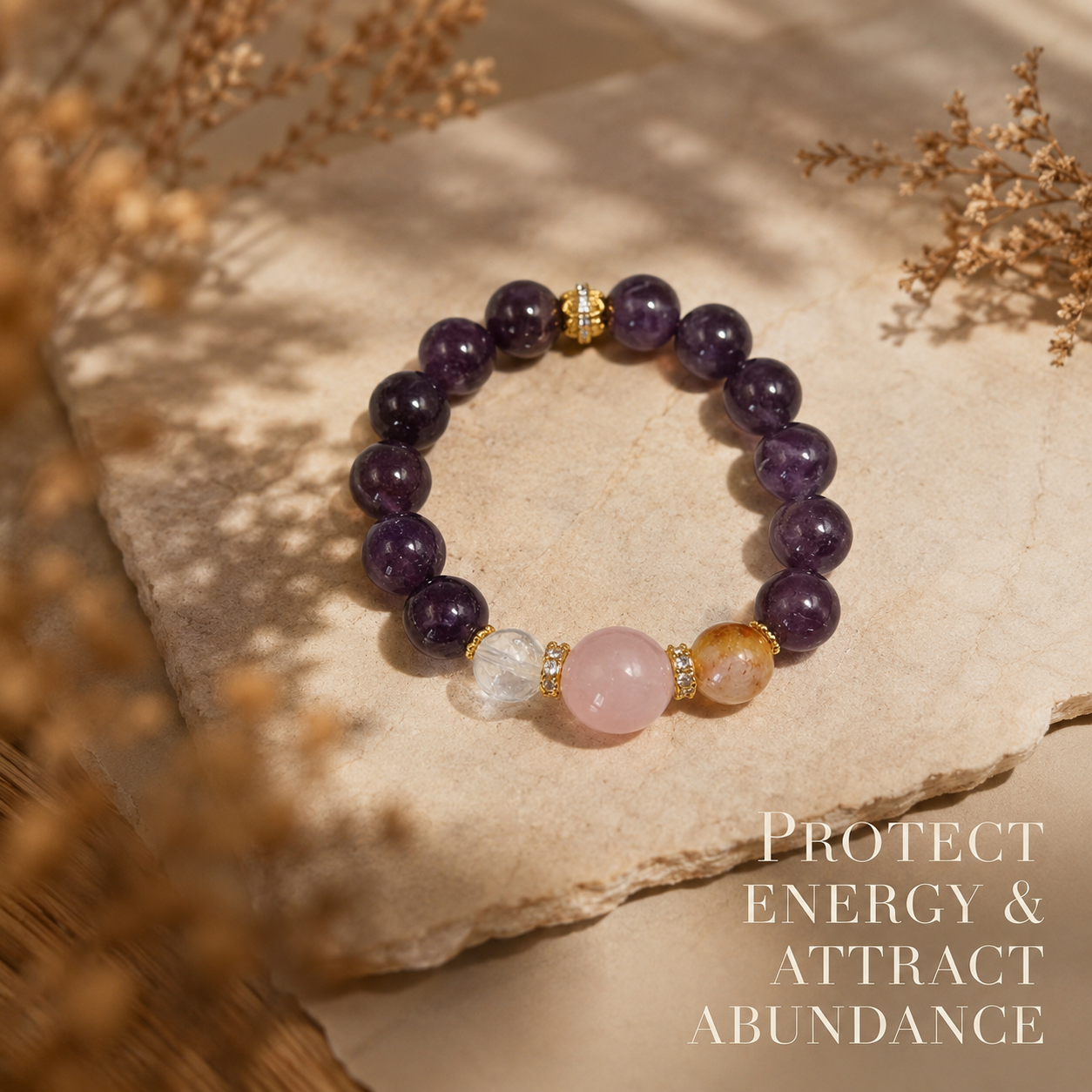 Amethyst warm pink bracelet