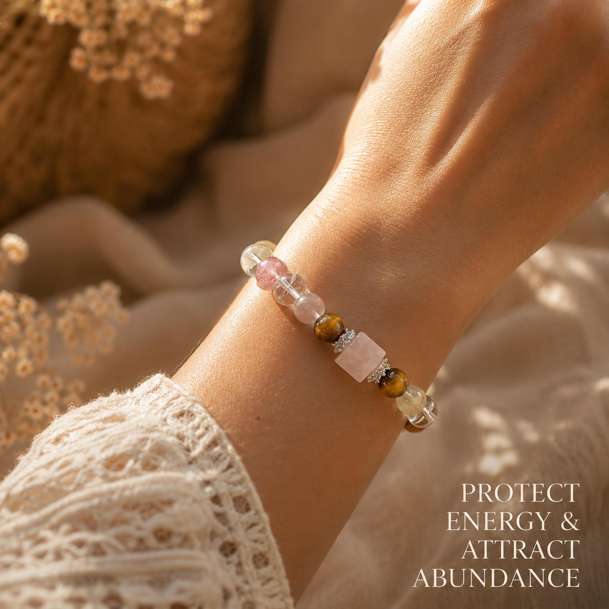 Rose Quartz Cube Sugar Bracelet