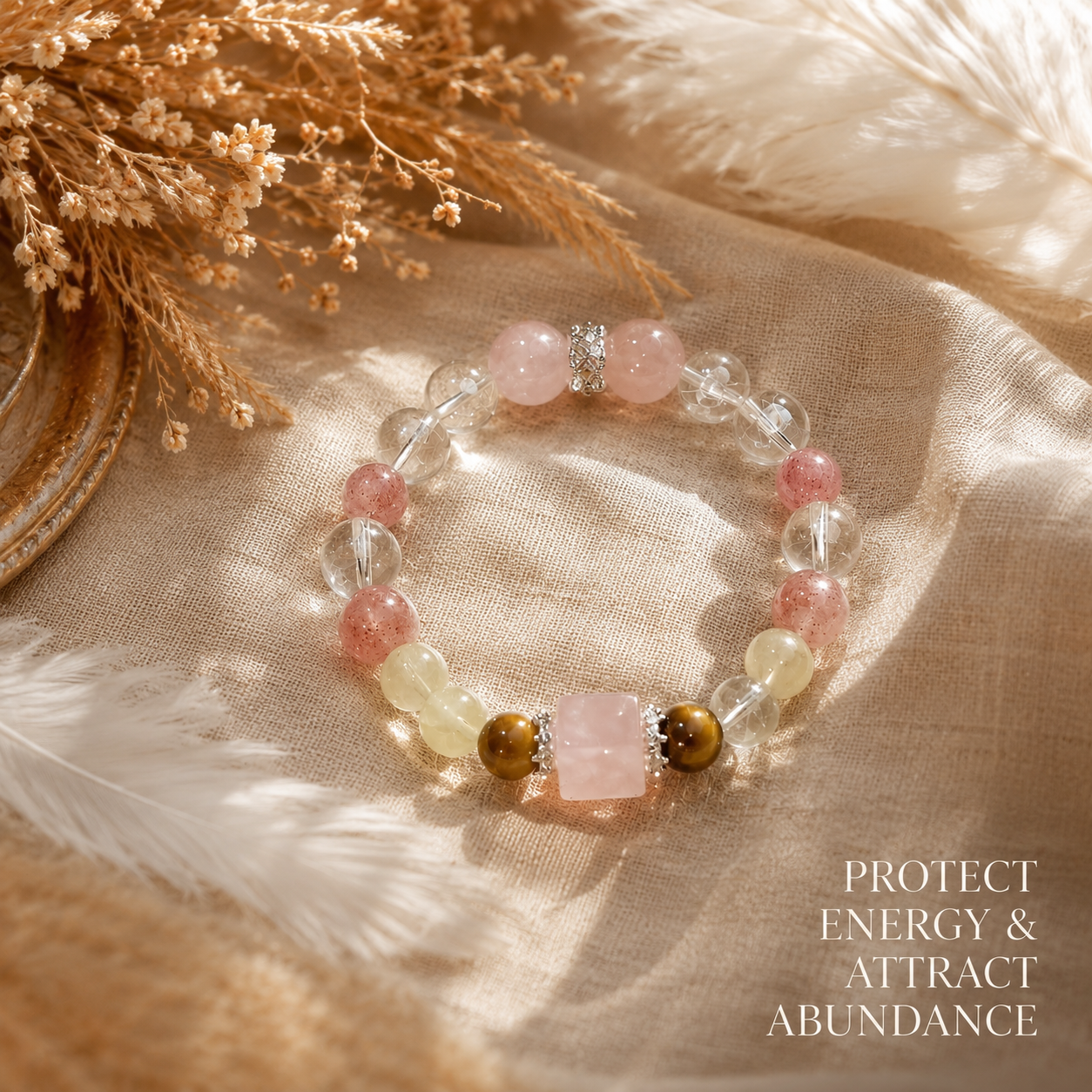 Rose Quartz Cube Sugar Bracelet