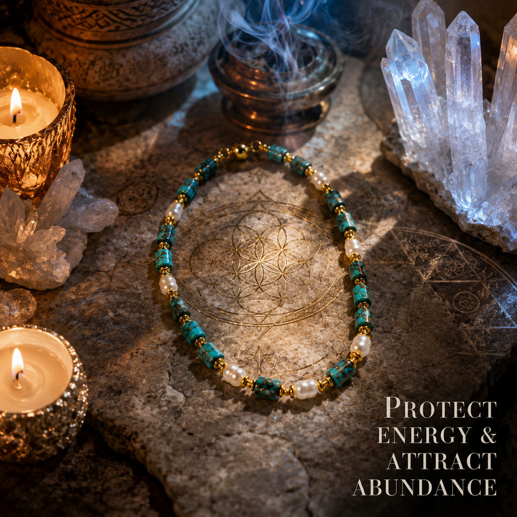 Turquoise Agate Pearl Necklace