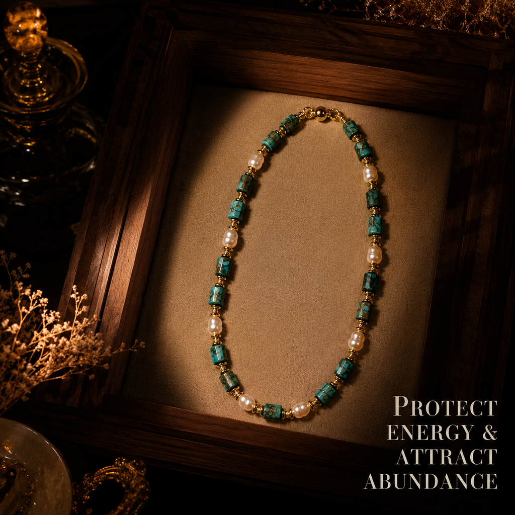 Turquoise Agate Pearl Necklace