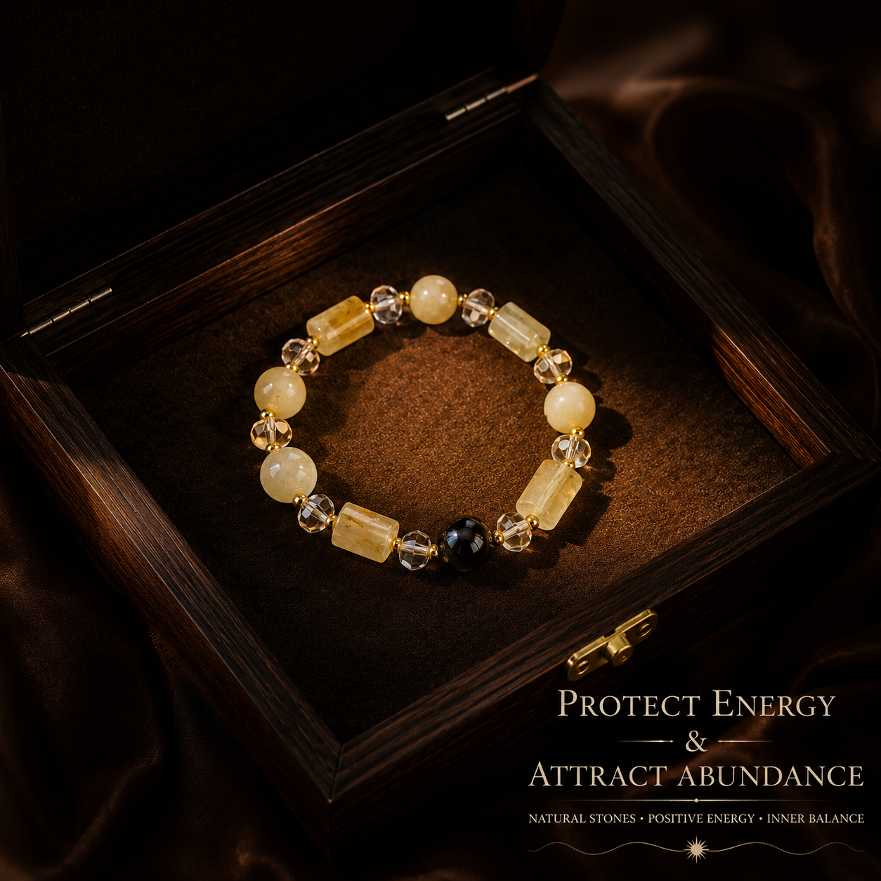 Black bead and citrine bracelet