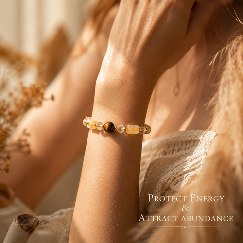 Black bead and citrine bracelet