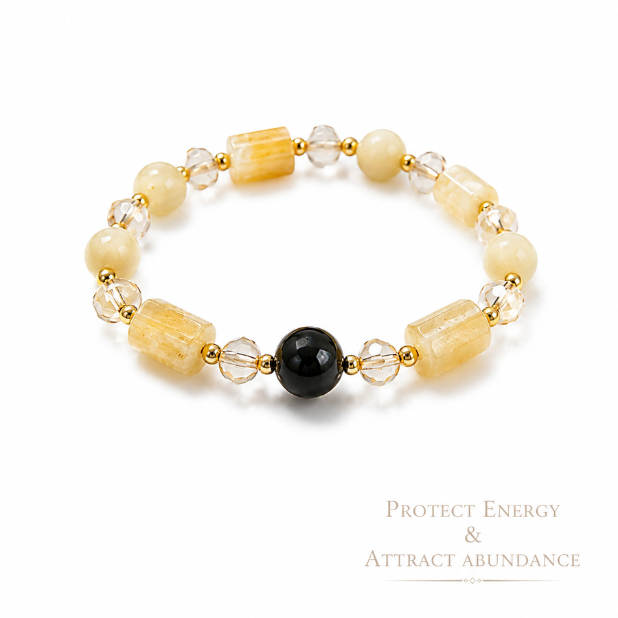 Black Bead & Natural Citrine Bracelet | Made to Order