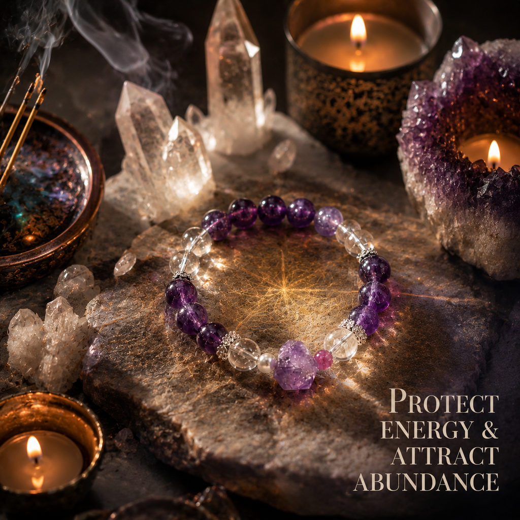 Amethyst and Clear Quartz Bracelet