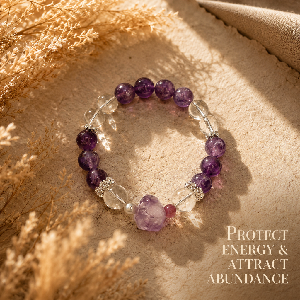 Amethyst and Clear Quartz Bracelet