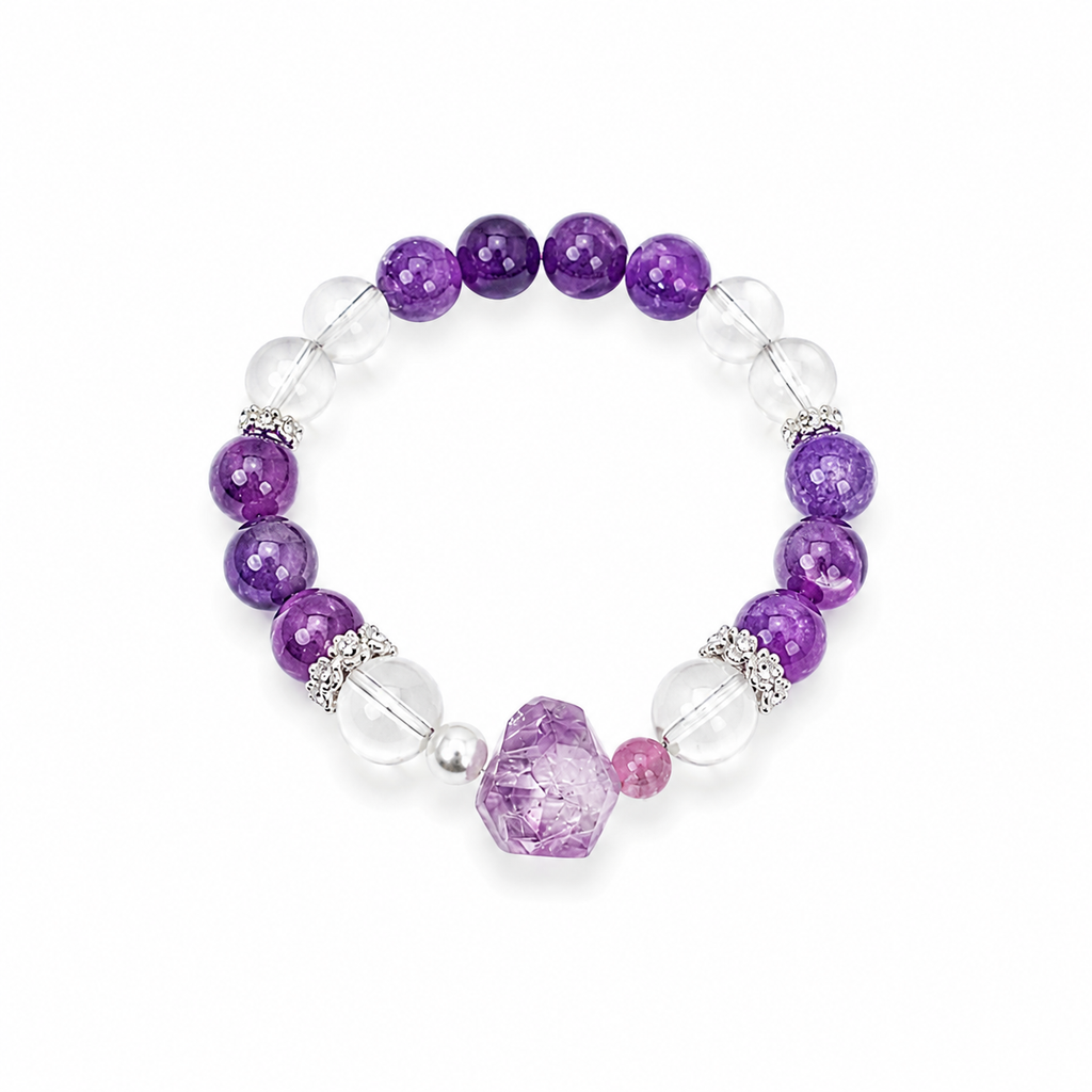 Amethyst and Clear Quartz Bracelet