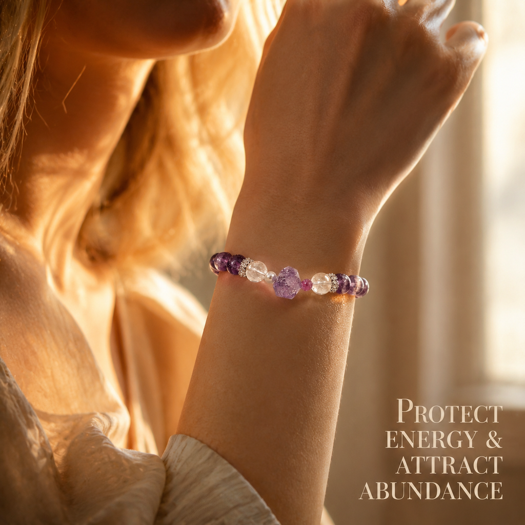 Amethyst and Clear Quartz Bracelet