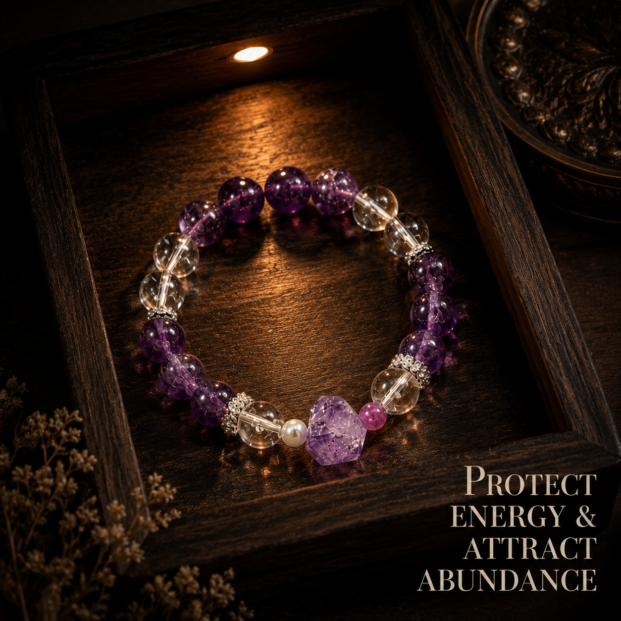 Amethyst and Clear Quartz Bracelet