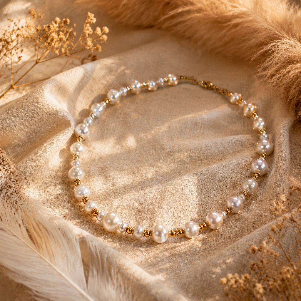 Vintage Pearl Necklace with Magnetic Clasp