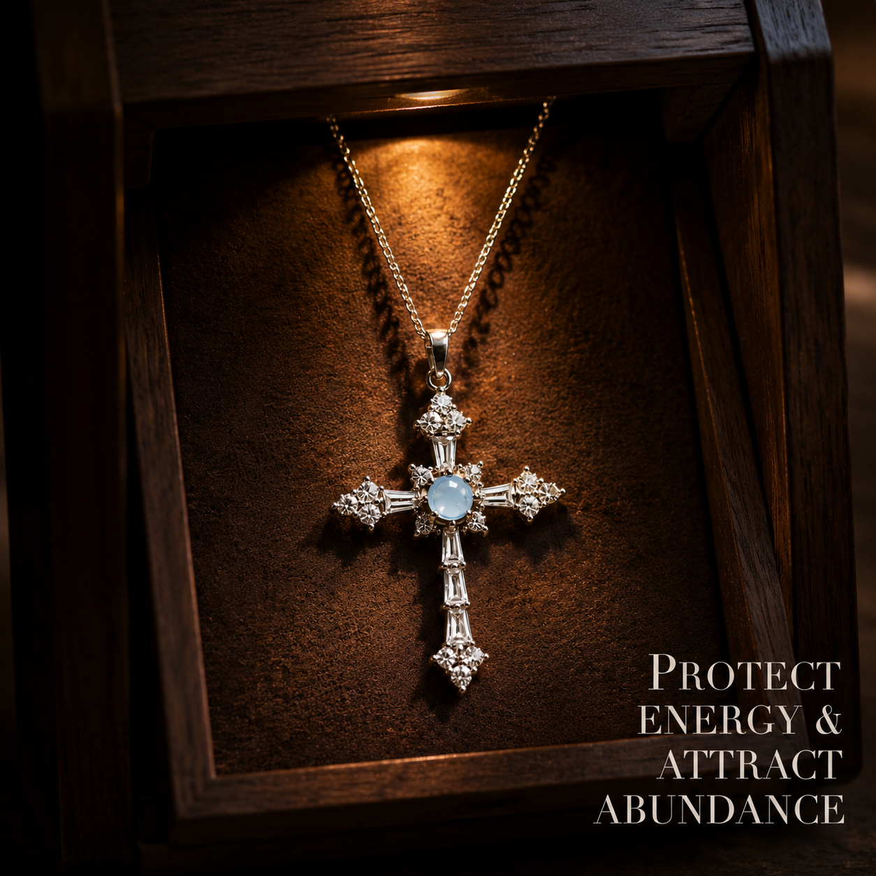 Natural Aquamarine Cross Necklace