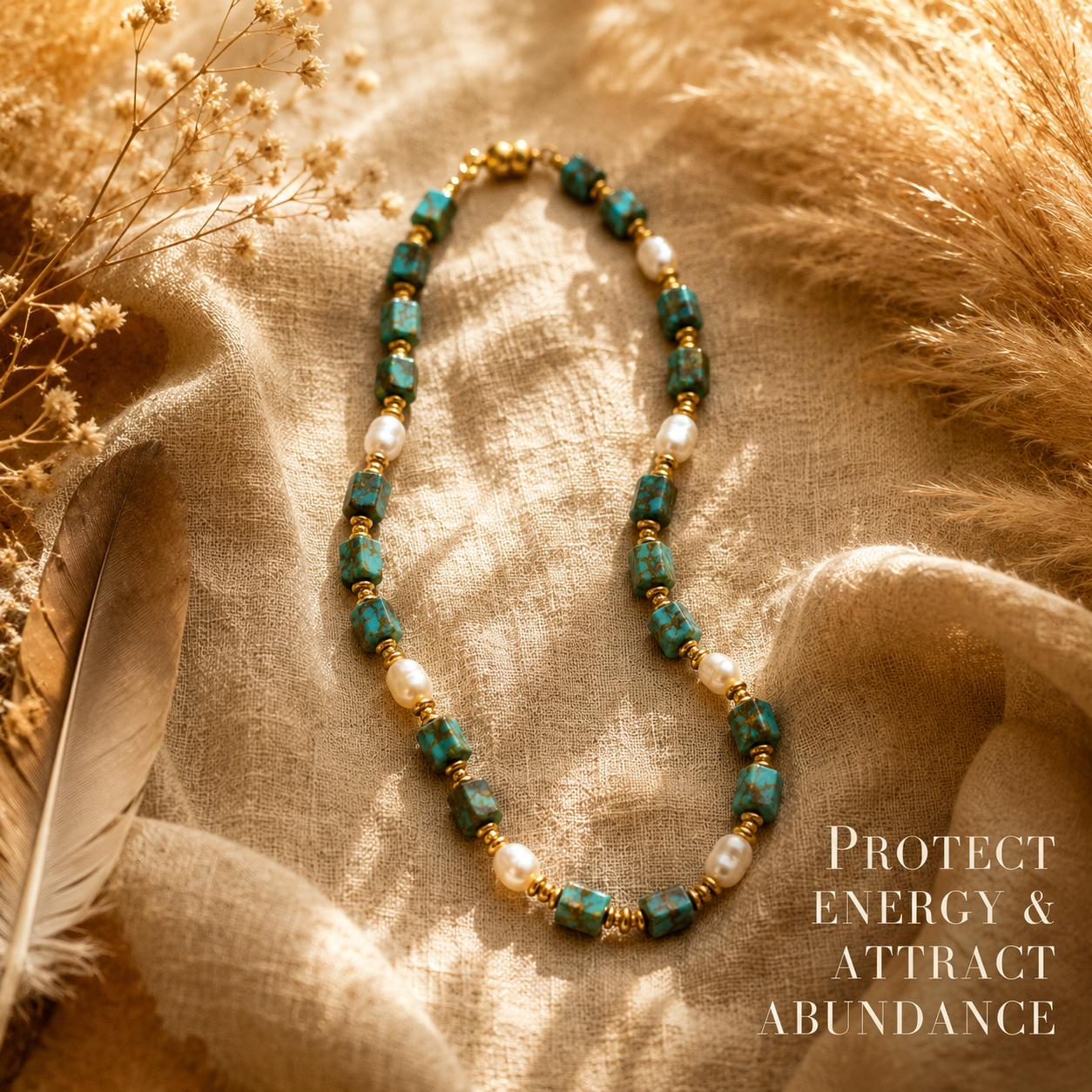 Turquoise Agate Pearl Necklace