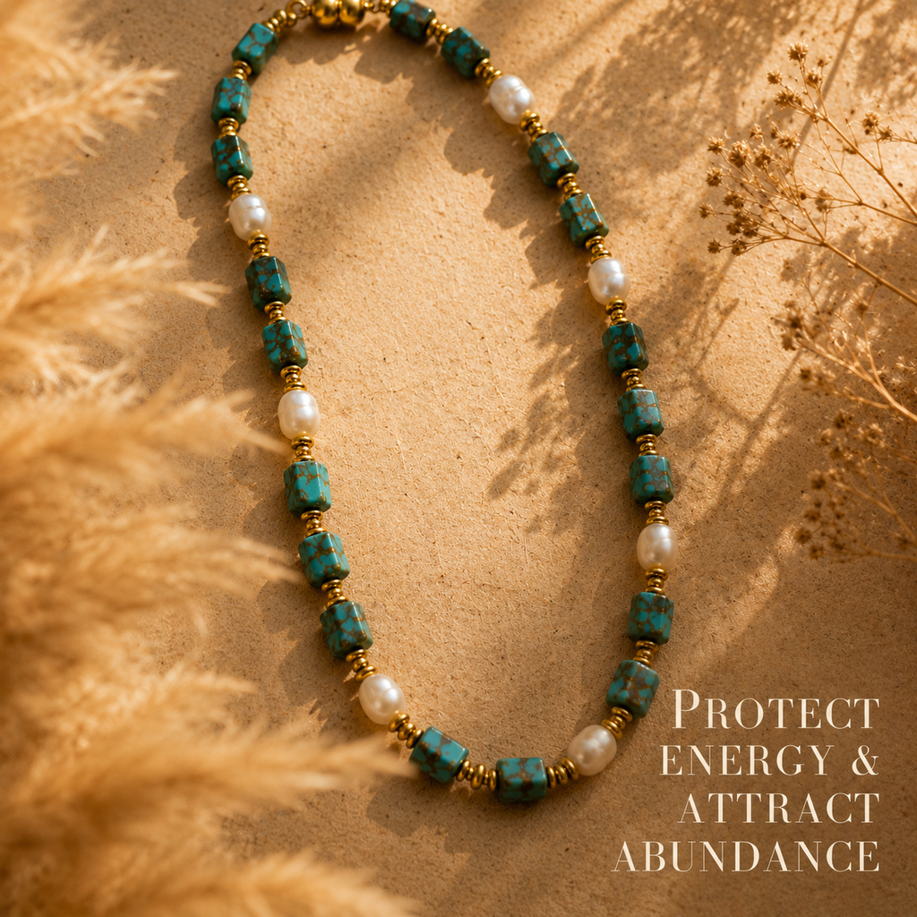 Turquoise Agate Pearl Necklace