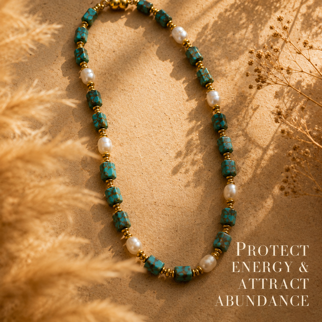 Turquoise Agate Pearl Necklace