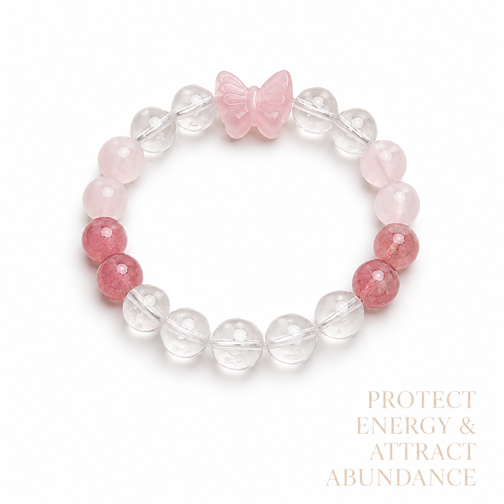 Rose Quartz Bow Strawberry Quartz Bracelet