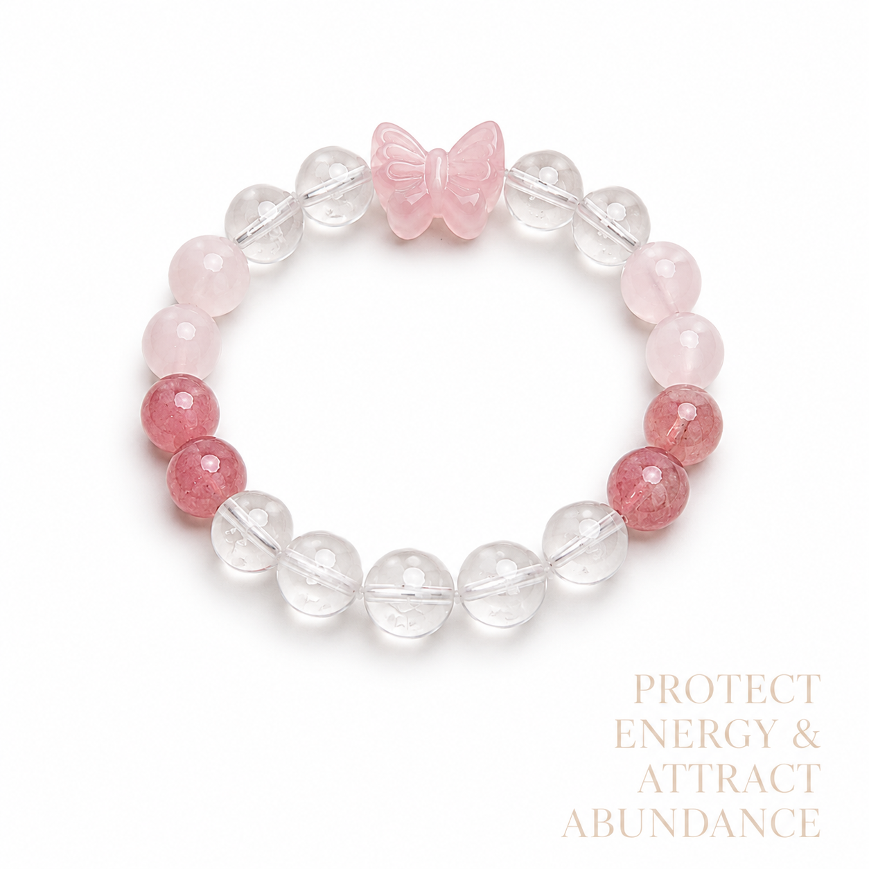 Rose Quartz Bow Strawberry Quartz Bracelet