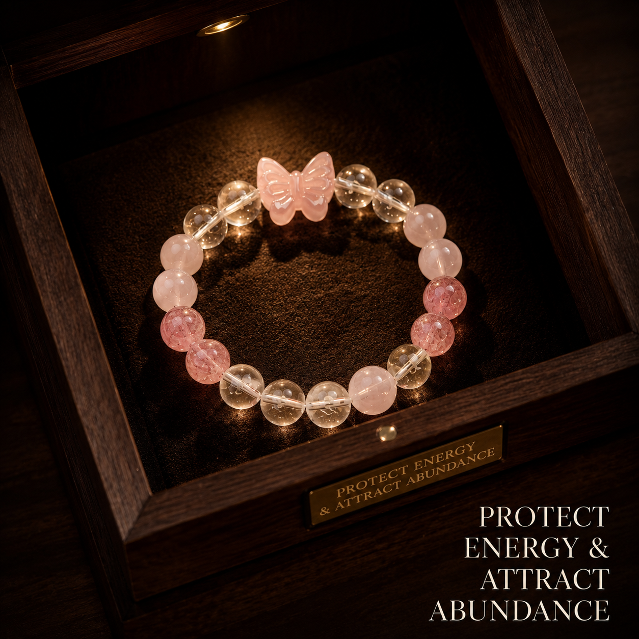 Rose Quartz Bow Strawberry Quartz Bracelet