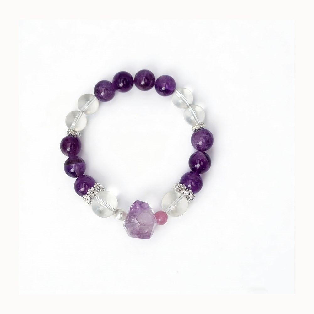 Amethyst and clear quartz bracelet