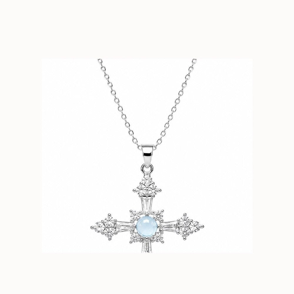 Aquamarine cross necklace