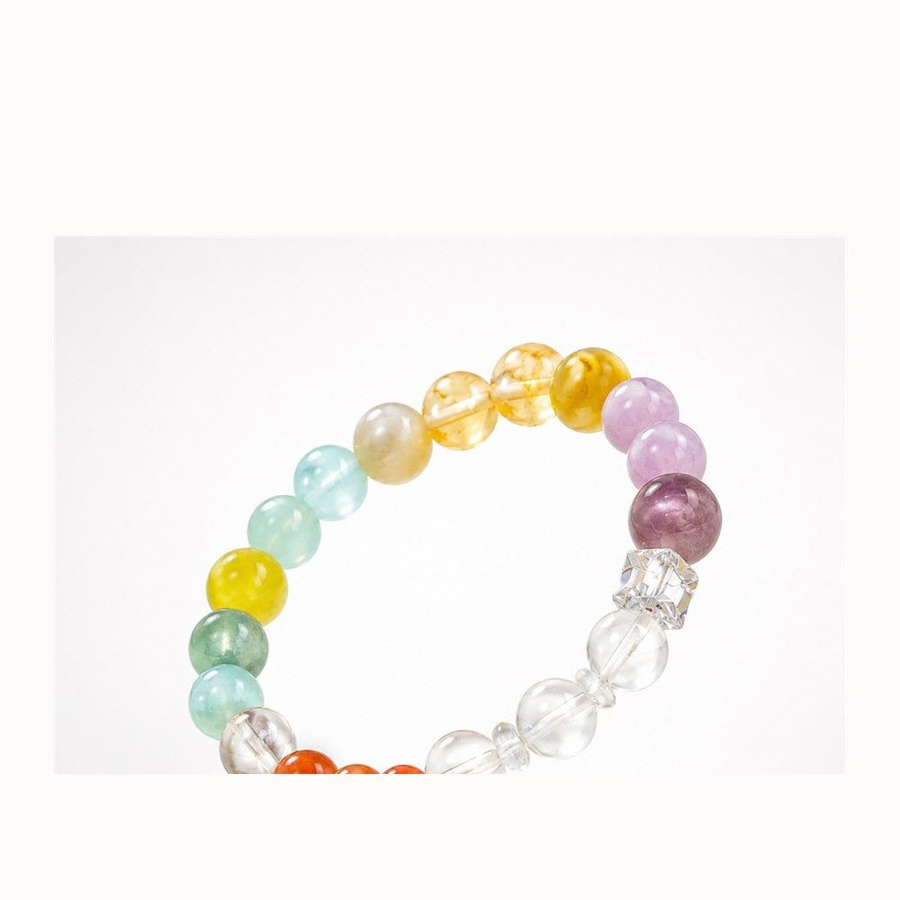 Large rainbow multi gemstone bracelet