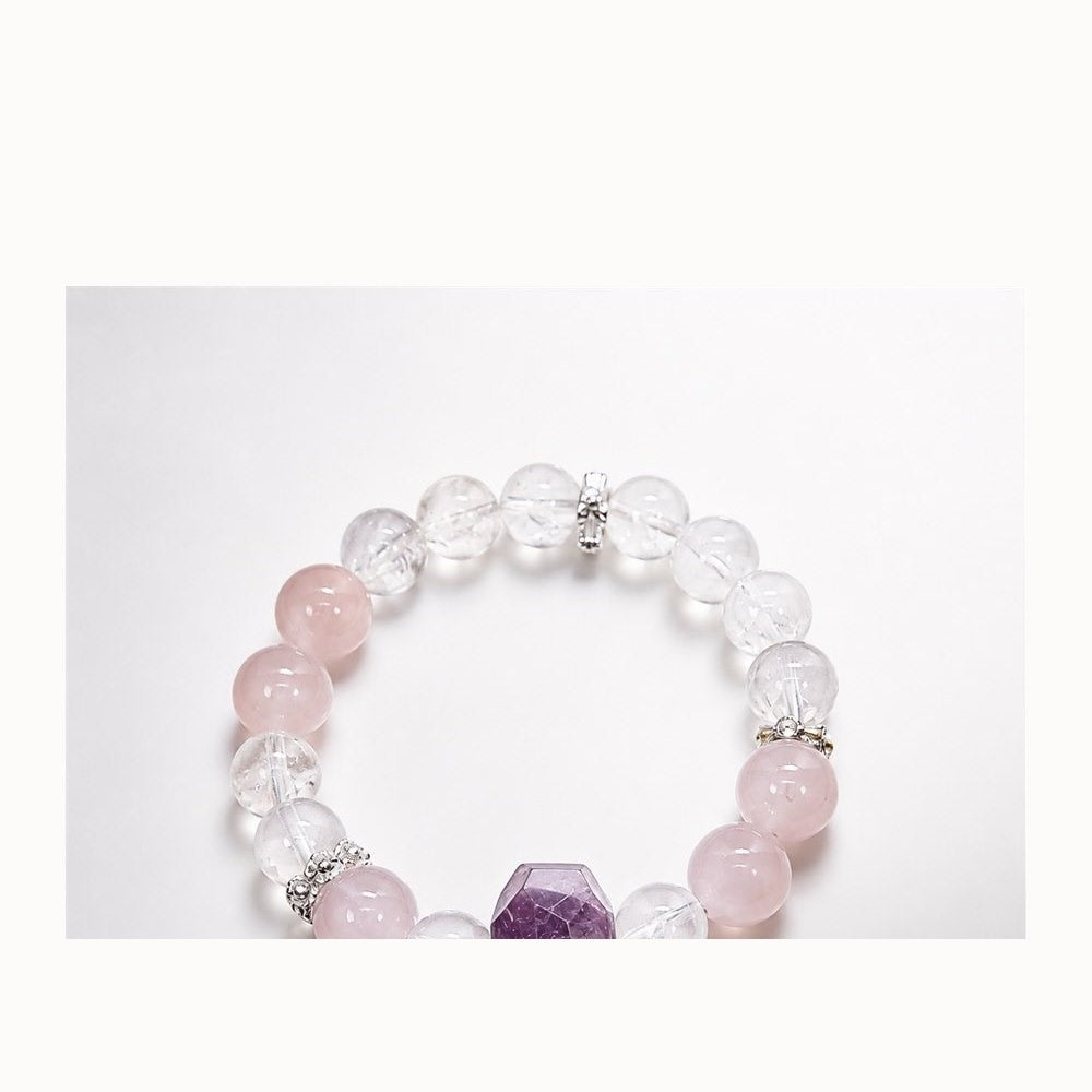 Rose clear quartz and amethyst bracelet